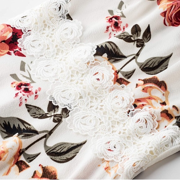 White Floral Cocktail Dress - Picture 4 of 6